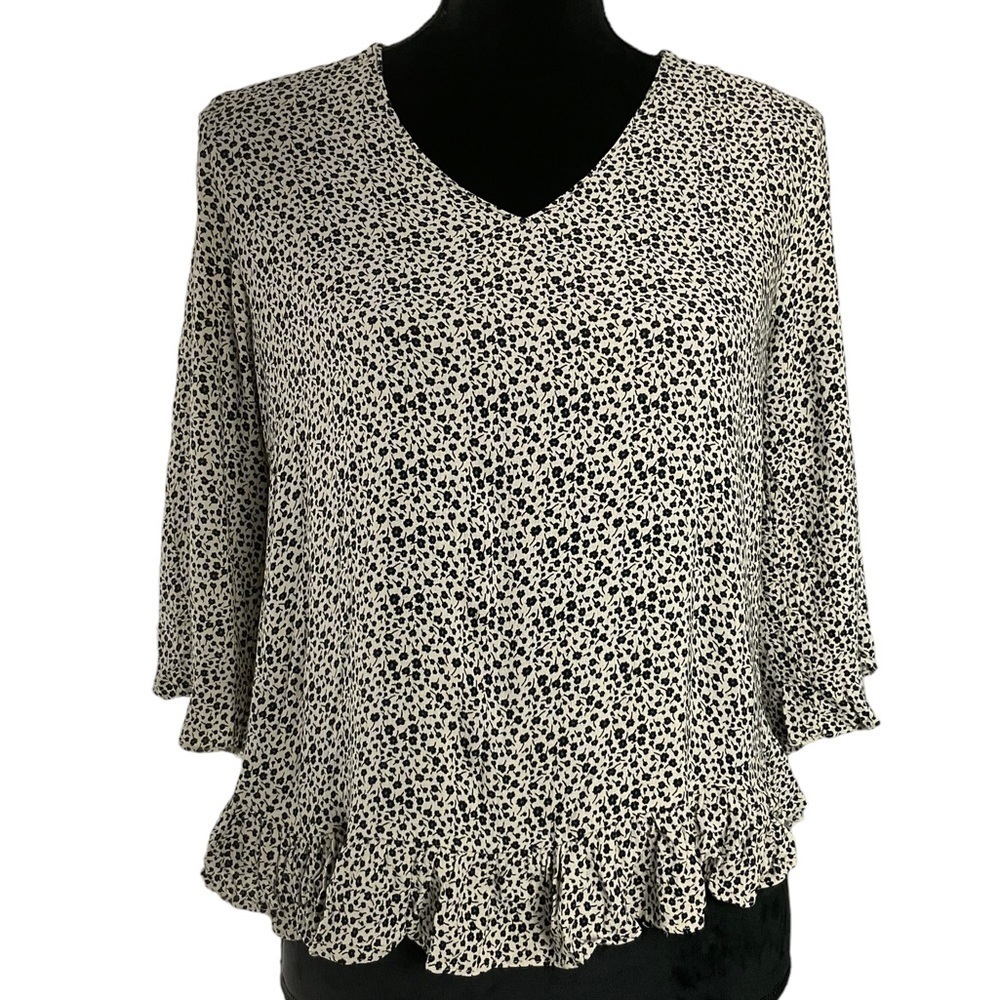 Cynthia Rowley Viscose Floral Ruffle Top Size Medium